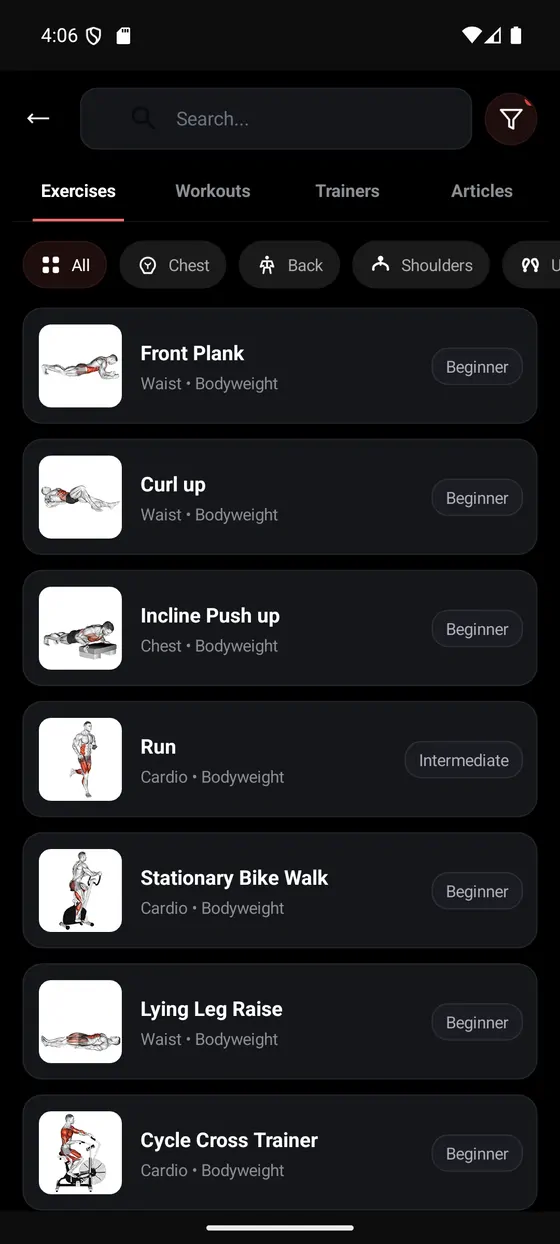 Find an exercise in seconds